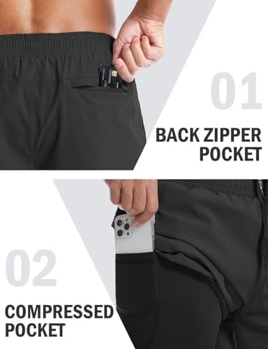 Aolesy Men’s 2 in 1 Running Shorts -5''/7'' Quick Dry Workout Gym Shorts with Pockets, Tennis Training Athletic Shorts - Image 5
