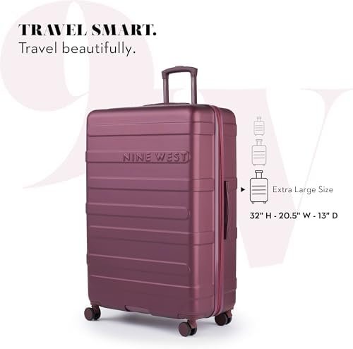 Nine West Large Checked Luggage, 32 Inch Extra Large Suitcases with Wheels, Perfect Hard Luggage for Long Distance Travel, Ideal Travel Suitcase for Family Vacations or Business Trips - Image 2