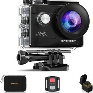 Apexcam Action Camera 4K Sports Cameras 20MP 40M 170°Wide-Angle WiFi Waterproof Underwater Camera with 2.4G Remote Control 2 Batteries 2.0'' LCD Ultra HD Camera with Mounting Accessories Kit