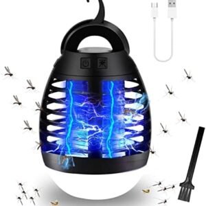 Bug Zapper Outdoor Mosquito Killer Lamp Portable Bug Zapper Rechargeable Camping Bug Zapper IP66 Waterproof Cordless Bug Zapper for Tent, Camping Accessories, Camping Gear Must Haves