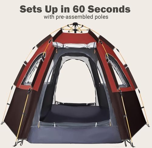 Camping Tent with Instant Setup, 2/3 Person Weatherproof Tent Easy Quick Set Up in 60 Seconds with Rainfly Backpack Tent for Family Camping & Hiking, Upgraded Ventilation,Center Height 66-inch - Image 2