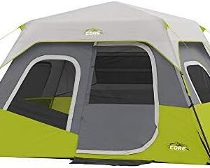 CORE Instant Cabin Tents | 6 Person / 9 Person / 10 Person / 12 Person Family Cabin Multi Room Pop Up Tents Car Camping | Included Storage Pockets for Camping Accessories