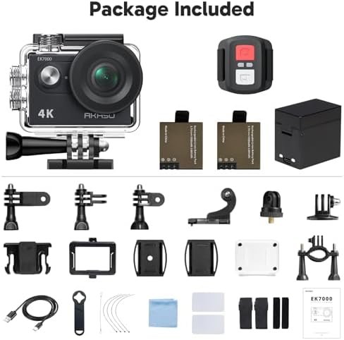 AKASO EK7000 4K30FPS 20MP WiFi Action Camera with EIS Ultra HD 131FT Waterproof Underwater Camera Remote Control 4X Zoom Support External Microphone Black - Image 10