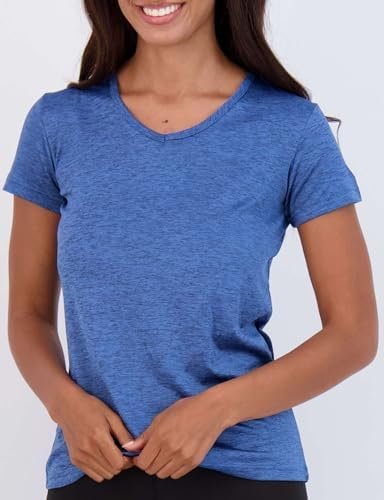 Real Essentials 5 Pack: Women's Short Sleeve V-Neck Activewear T-Shirt Dry-Fit Wicking Yoga Top (Available in Plus) - Image 3