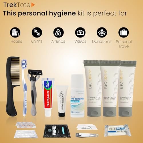 Trektote Travel Toiletry Kit For Men And Women – 20 Piece Set of Travel Size Toiletries, TSA Compliant, Travel Essentials, Includes Shampoo And Conditioner, Body Wash, Oral Care, Toiletry Bag & More - Image 6