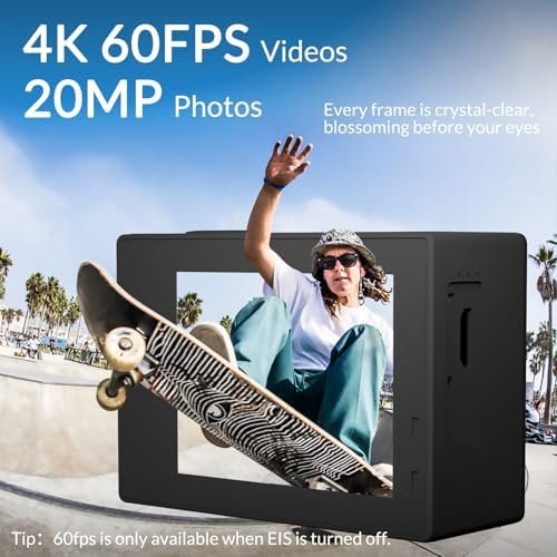 icefox Action Camera 4K 60FPS 20MP, Underwater with EIS,5XZoom,App Support Video&Photo Editing,Waterproof Camera WiFi Remote Control for Cycling, Swimming, and Diving - Image 2