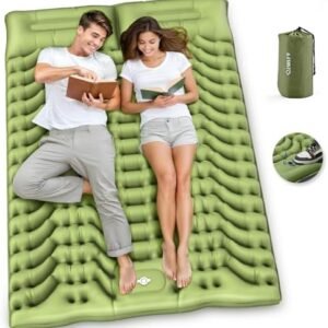 Camping Sleeping Pad,Double Sleeping Pad for Camping-Self Inflating 4" Extra-Thick for 2 Person with Pillow Built-in Foot Pump Inflatable Sleeping Mat for Backpacking,Hiking,Traveling,Tent