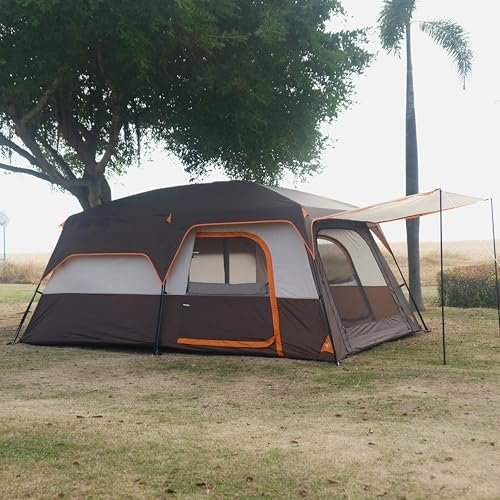 KTT Extra Large Tent 10-12-14 Person(Style-B),Family Cabin Tents,2 Rooms,3 Doors and 3 Windows with Mesh,Straight Wall,Waterproof,Double Layer,Big Tent for Outdoor,Picnic,Camping,Family Gathering - Image 3