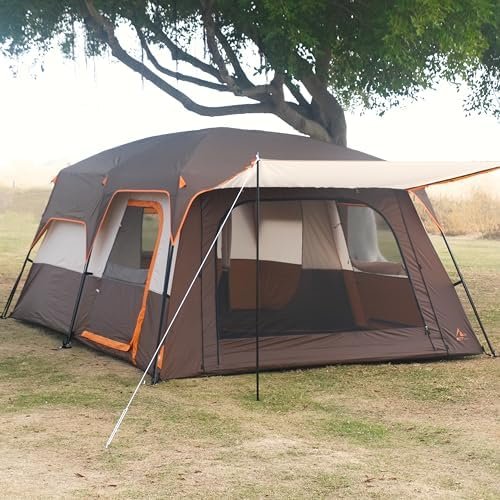 KTT Extra Large Tent 10-12-14 Person(Style-B),Family Cabin Tents,2 Rooms,3 Doors and 3 Windows with Mesh,Straight Wall,Waterproof,Double Layer,Big Tent for Outdoor,Picnic,Camping,Family Gathering - Image 10