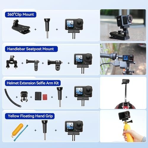 DJI Osmo Action 4 Standard Combo with 50 Piece Accessory Kit + 2 Extra Batteries + 64GB Card, 4K/120fps Waterproof Action Camera with a 1/1.3-Inch Sensor, Long-Lasting 160 Mins, Outdoor Camera - Image 3