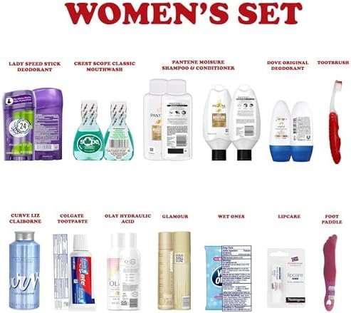 Womens Travel Toiletry Kit, 13 Travel-Size Hygiene Essentials for Bath, Shaving, Personal Care in TSA-Compliant Transparent Bag, Mini Toiletries Kit for Business, Charity, Gift for Her - Image 2