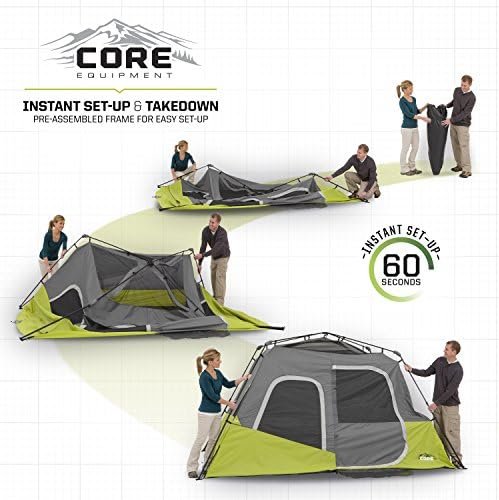 CORE Instant Cabin Tents | 6 Person / 9 Person / 10 Person / 12 Person Family Cabin Multi Room Pop Up Tents Car Camping | Included Storage Pockets for Camping Accessories - Image 5
