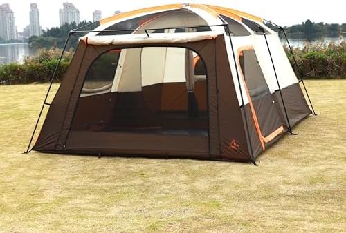 KTT Extra Large Tent 10-12-14 Person(Style-B),Family Cabin Tents,2 Rooms,3 Doors and 3 Windows with Mesh,Straight Wall,Waterproof,Double Layer,Big Tent for Outdoor,Picnic,Camping,Family Gathering - Image 5