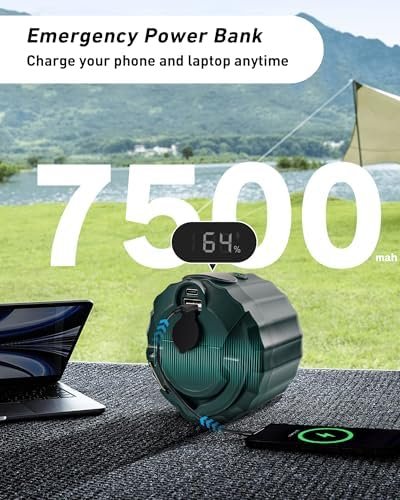 DUKUSEEK Portable Ceiling Fans with Remote Control, Power Bank, USB Battery Operated Camping Fan with Hanging Hook for Canopy Tents, Emergency Survival - Image 9