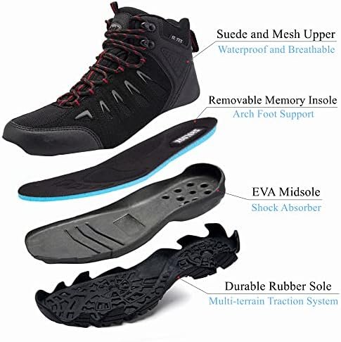 SHULOOK Men's Waterproof Hiking Boots Non-Slip Lightweight Outdoor Mid Top Ankle Boot Breathable Hiker Trekking Shoes - Image 3
