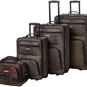 Rockland Jungle Softside Upright Luggage, Leopard, 4-Piece Set (14/19/24/28)
