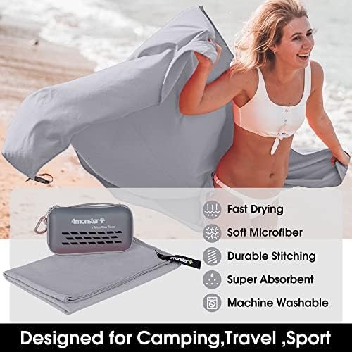 4Monster Camping Towels Super Absorbent, Fast Drying Microfiber Travel Towel, Quick Dry Ultra Soft Compact Gym Towel for Swimming Beach Hiking Yoga Travel Sports Backpack (31.50" x 15.80", Gray) - Image 2