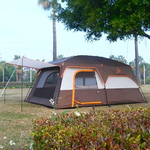 KTT Extra Large Tent 10-12-14 Person(Style-B),Family Cabin Tents,2 Rooms,3 Doors and 3 Windows with Mesh,Straight Wall,Waterproof,Double Layer,Big Tent for Outdoor,Picnic,Camping,Family Gathering - Image 7