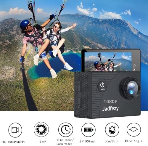Action Camera FHD 1080P with 32GB Card, 98FT/30M Underwater Waterproof Camera with 2 Rechargeable Batteries, Wide Angle Sports cam with Accessories Kit Suitable for Helmet, Bicycle, etc. - Image 5