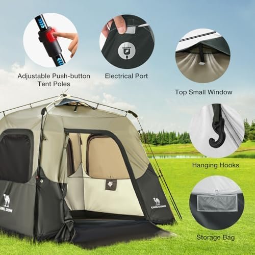 CAMEL CROWN Instant Tents for Camping 4-6 Person Tent Waterproof Easy Setup Sets Up in 60 Seconds Backpacking Tents with Carry Bag for Outdoor Hiking - Image 4