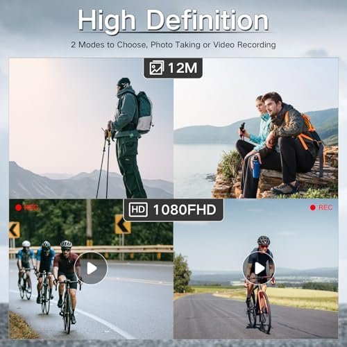 Body Camera, Thumb Action Camera HD 1080P Video Recorder, Small POV Camcorder with Motion Detection, 1.47'' Screen Magnetic Sports Cam Wireless Charging Case, Mini Body Cam for Pets/Cycling/Vlogging - Image 3