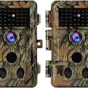 2-Pack 48MP 1296P Trail Cameras Night Vision No Glow H.264 Video Motion Activated 0.1S Trigger Time Waterproof for Outdoor Wildlife Hunting and Home Security Surveillance