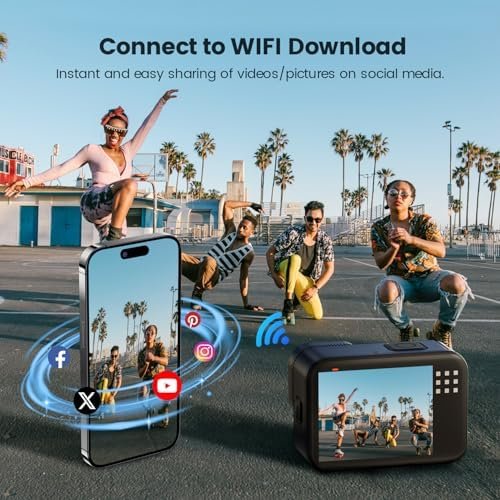 4K 60FPS 48MP WiFi Action Camera with Touch Screen, 50FT Underwater Waterproof Camera, No Case Needed, EIS Motorcycle Camera, 8X Zoom, 64GB Card, Remote Control, Batteries & Mounting Kits - Image 5