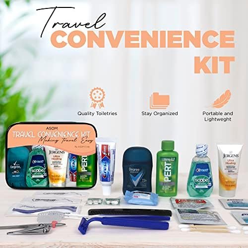Asom Toiletry Travel Kit - 20 Piece TSA Approved Personal Care & Hygiene Essentials Set for Men & Women, Pre-Filled Convenience for Travel, Airplane Carry-On Ready - Image 8