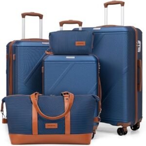 Luggage Sets 5 Piece, Suitcases With Wheels, Lightweight Travel Luggage Set With TSA Lock, ABS Hardshell Carry On Suitcase Set, Blue