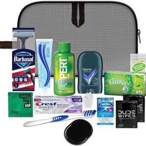 Convenience Kits International Men’s Premium 15-Piece Assembled Travel Kit Featuring: Gillette and Barbasol Shave Products