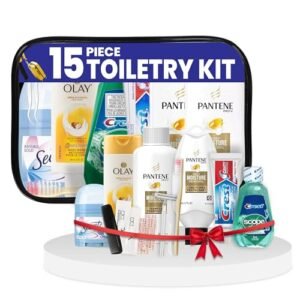 Trektote Travel Toiletry Kit For Women – 15 Piece Set of Travel Size Toiletries, TSA Compliant, Travel Essentials, Includes Shampoo And Conditioner, Body Wash, Toiletry Bag & More