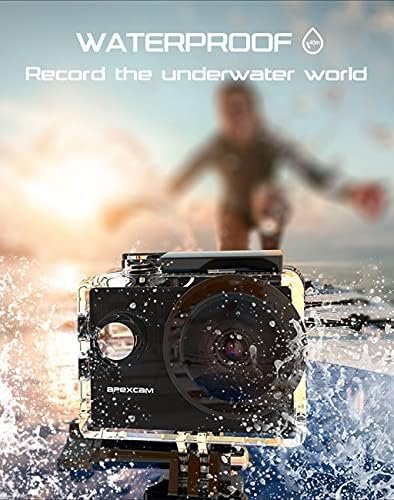 Apexcam 4K 60FPS Action Camera EIS Stabilization 20MP Sports Cam 40M Waterproof Underwater Camera 8X Zoom Support External Mic with Remote Control 2 x 1350mAh Rechargeable Batteries… - Image 4