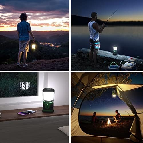 Lighting EVER 1000LM LED Camping Lantern Rechargeable, 4400mAh Power Bank, Camping Essential with 4 Light Modes, IP44 Waterproof Lantern Flashlight for Hurricane Emergency, Hiking, USB Cable Included - Image 7