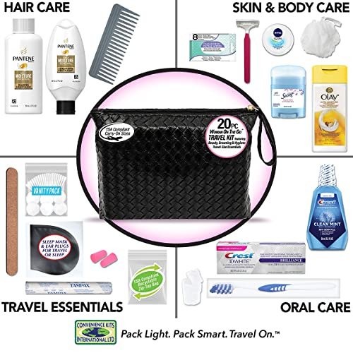Convenience Kits International Women’s Premium 20-Piece Kit with Travel Size TSA Compliant Essentials in Stylish Cosmetic Bag - Image 2