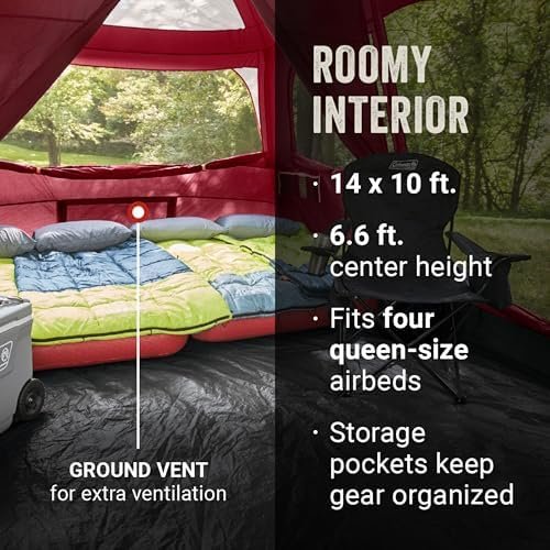Coleman Skylodge 10-Person Family Tent Weatherproof XL Tent with Rainfly & Room Divider Fits 4 Queen-Sized Airbeds Made of PFAS-Free Materials - Image 3