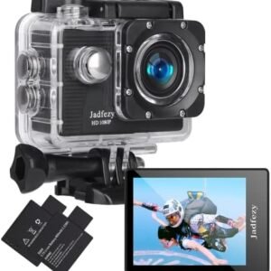 Action Camera FHD 1080P 12MP, 98FT/30M Underwater Waterproof Camera with 2 Batteries, Wide Angle Sports Camera with Accessories Kit Suitable for Helmet, Bicycle, etc.