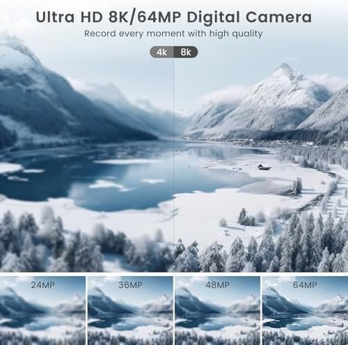 8K Digital Camera for Photography, Vlogging Camera for YouTube with Autofocus, 4 Inch Touchscreen 16X Digital Zoom Video Camera with 3000mAh Battery, Dual-Lens, Lens Hood, 32GB TF Card and Flash,Black - Image 4
