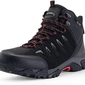 SHULOOK Men's Waterproof Hiking Boots Non-Slip Lightweight Outdoor Mid Top Ankle Boot Breathable Hiker Trekking Shoes