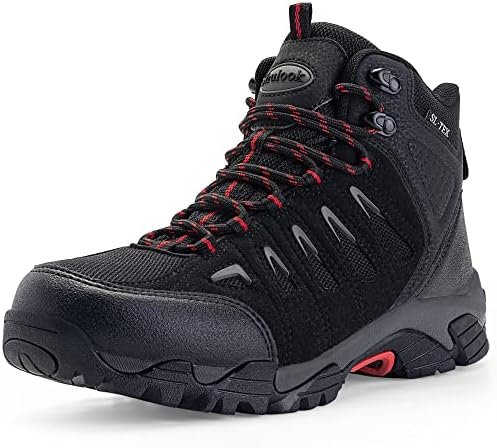 SHULOOK Men's Waterproof Hiking Boots Non-Slip Lightweight Outdoor Mid Top Ankle Boot Breathable Hiker Trekking Shoes