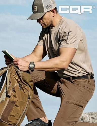 CQR Men's Quick Dry Tactical Pants, Water Resistant Outdoor Pants, Lightweight Stretch Cargo Work Hiking Pants - Image 3