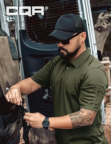 CQR Men's Polo Shirts, Tactical Short Sleeve Golf Performance Shirts, Lightweight Dry Fit UPF 50+ Pique - Image 5