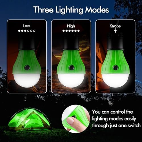Tent Lamp 4 Packs Portable LED Tent Lights Clip Hook Hurricane Emergency Lights LED Camping Lights Bulb Camping Lanterns Camping Equipment for Camping Hiking Backpacking Outage - Image 3