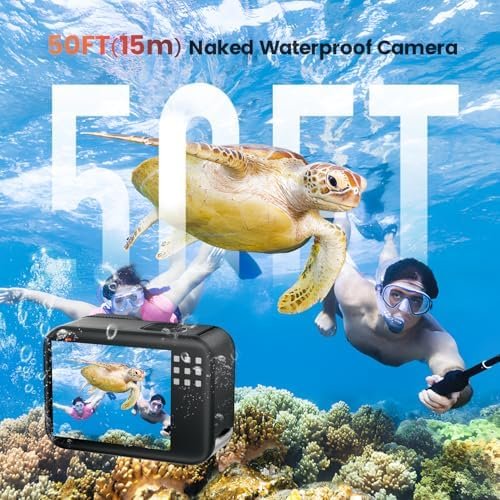 4K 60FPS 48MP WiFi Action Camera with Touch Screen, 50FT Underwater Waterproof Camera, No Case Needed, EIS Motorcycle Camera, 8X Zoom, 64GB Card, Remote Control, Batteries & Mounting Kits - Image 2