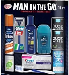Convenience Kits International Men’s 11 Piece Kit with Oral Care and Grooming Essentials, Featuring: Travel Size Products, Blue