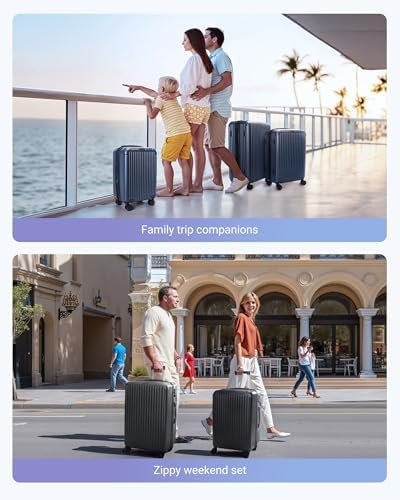 LIGHT FLIGHT Travel Luggage Sets, 3 Piece Set Suitcase with Spinner Wheels, Hardside Lightweight Luggage set with TSA Lock (20" 24" 28"), Glacier Gray - Image 8