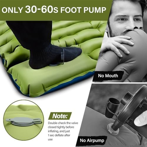 Yuzonc Camping Sleeping Pad, Ultralight Camping Mat with Pillow Built-in Foot Pump Inflatable Sleeping Pads Compact for Camping Backpacking Hiking Traveling Tent - Image 6