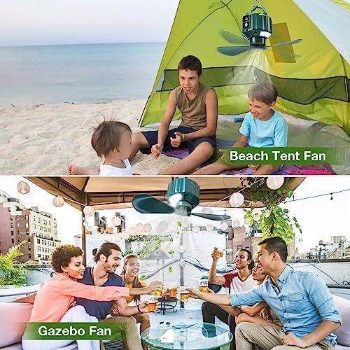 DUKUSEEK Portable Ceiling Fans with Remote Control, Power Bank, USB Battery Operated Camping Fan with Hanging Hook for Canopy Tents, Emergency Survival - Image 8
