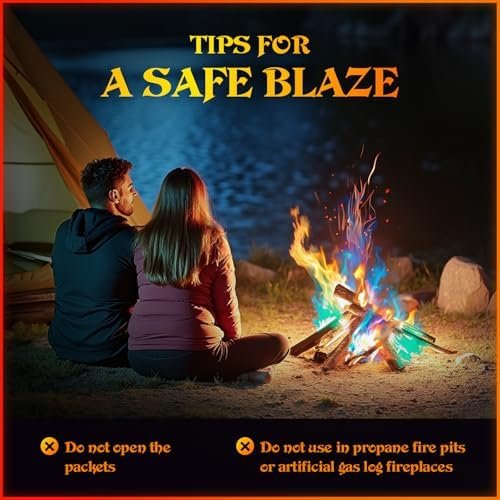 MEKER Fire Color Changing Packets - Fire Pit, Campfires, Outdoor Fireplaces, Bonfire - Fire Color - Perfect Fire Camping Accessories for Kids & Adults (12 Pack) - Image 6