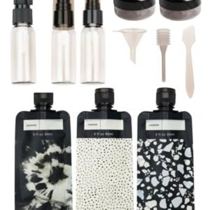 Kitsch 11 PCS Travel Bottles for Toiletries – Travel Essentials Kit for Shampoo, Conditioner, Lotion & More - TSA Approved Travel Bottles, Leak-Proof Refillable Travel Size Containers - Black & Ivory