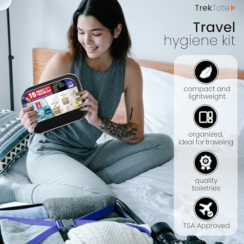 Trektote Travel Toiletry Kit For Women – 15 Piece Set of Travel Size Toiletries, TSA Compliant, Travel Essentials, Includes Shampoo And Conditioner, Body Wash, Toiletry Bag & More - Image 5